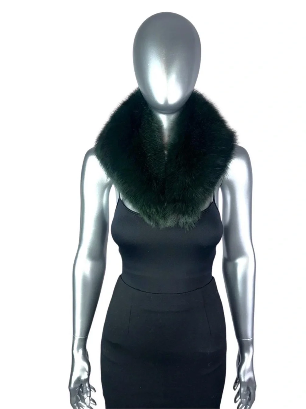 EMERALD GREEN FOX  Shawl Collar, 30” L, Certified Vintage Fur